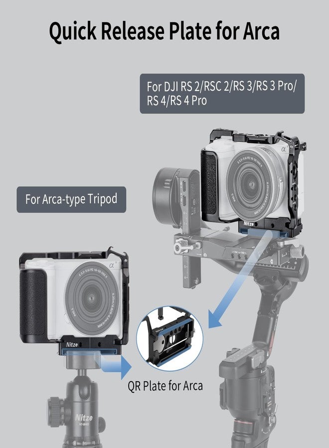 نيتز قفص Nitze ZV-E10 II لكاميرا Sony ZV-E10 II، مزود بسكة NATO مدمجة، وقاعدة تثبيت ملحقات مدمجة، ومقبض مريح، ولوحة تحرير سريع لنظام Arca-Swiss - T-S14A - Image 4