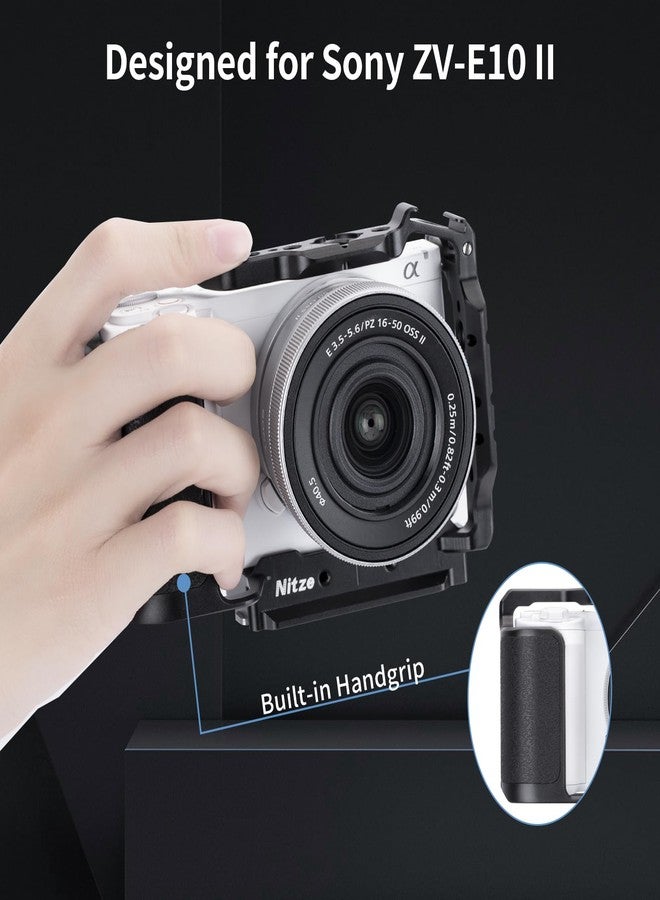 نيتز قفص Nitze ZV-E10 II لكاميرا Sony ZV-E10 II، مزود بسكة NATO مدمجة، وقاعدة تثبيت ملحقات مدمجة، ومقبض مريح، ولوحة تحرير سريع لنظام Arca-Swiss - T-S14A - Image 2