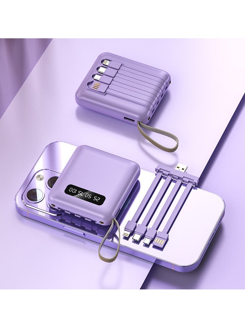 New Digital Display Power Bank 10000mAh Small Portable Mini Power Bank Suitable for All Mobile Phones and Tablets (Purple) - Image 1