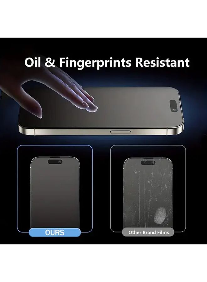 2 Pcs Matte Hydrogel Film Screen Protector Compatible With IPhone 15 Full Coverage Scratch Resistant Anti Glare Oil Resistant Fingerprint Resistant High Sensitivity Touch Perfect Fit No Bubbles - Image 2