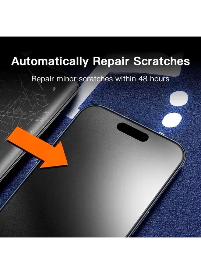 2 Pcs Matte Hydrogel Film Screen Protector Compatible With IPhone 15 Full Coverage Scratch Resistant Anti Glare Oil Resistant Fingerprint Resistant High Sensitivity Touch Perfect Fit No Bubbles - Image 4