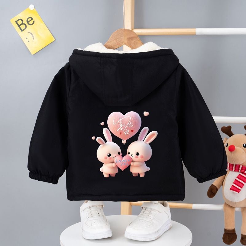 Girls' Fleece-Lined Jacket Style Outer Wear Thickened Casual Korean Style Top Fashionable All-Match Thickened Jacket - Image 2