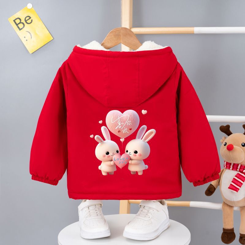 Girls' Fleece-Lined Jacket Style Outer Wear Thickened Casual Korean Style Top Fashionable All-Match Thickened Jacket - Image 1