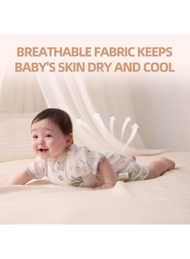 SEEDNUR Infant Baby Unisex Jumpsuits with Button Half Sleeve 70%Viscose（From Bamboo）30%Cotton Forest Style Size 0-3 and 3-6 Month Old Babies - Image 5