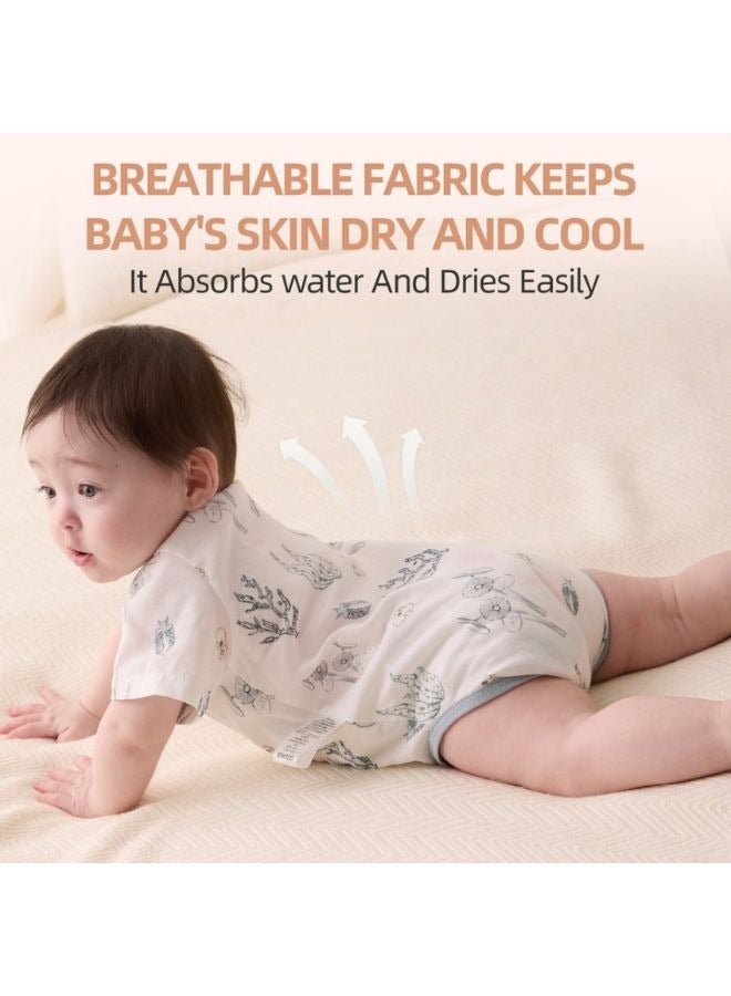 SEEDNUR Infant Baby Unisex Jumpsuits with Button Half Sleeve 70%Viscose（From Bamboo）30%Cotton Forest Style Size 0-3 and 3-6 Month Old Babies - Image 4