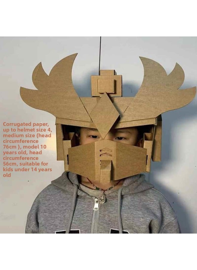 Generic - Robot Carton Handmade Paper Shell Airplane Carton Robot Clothes Handmade DIY Production Carton Wearable-Color:Corrugated Paper Gundam Helmet No. 4 Medium - Image 1