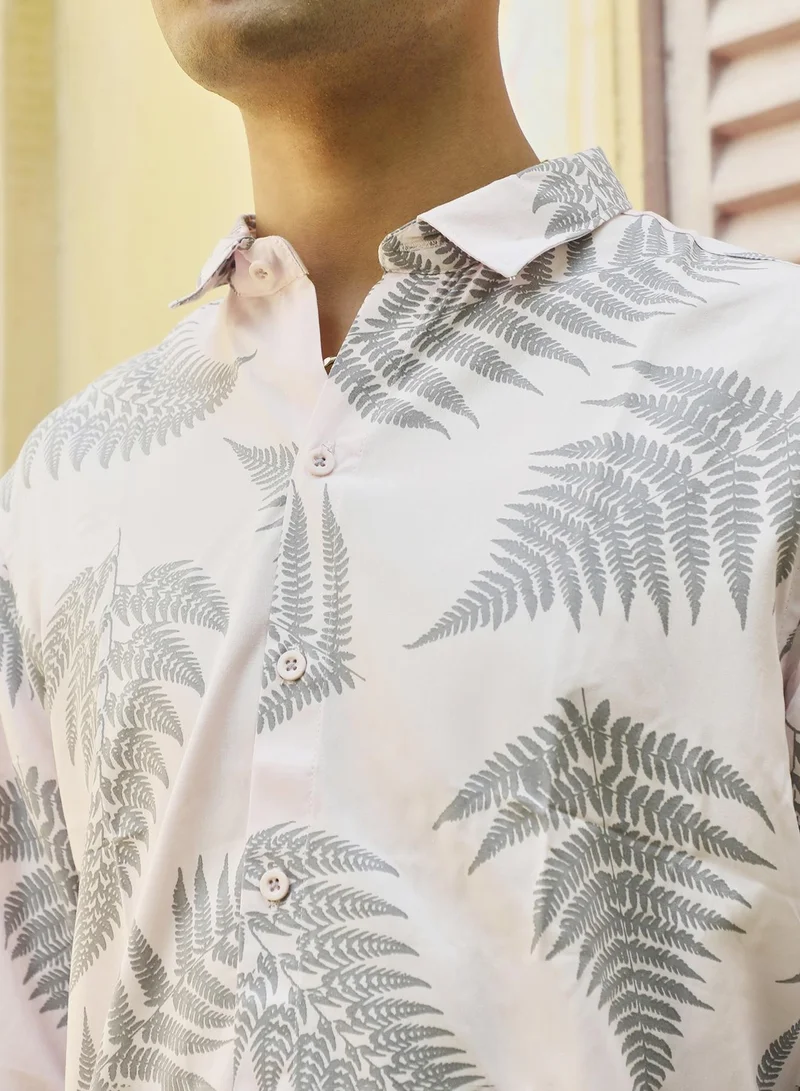 Campus Sutra Men's Light Pink & Dark Grey Contrast Fern Shirt