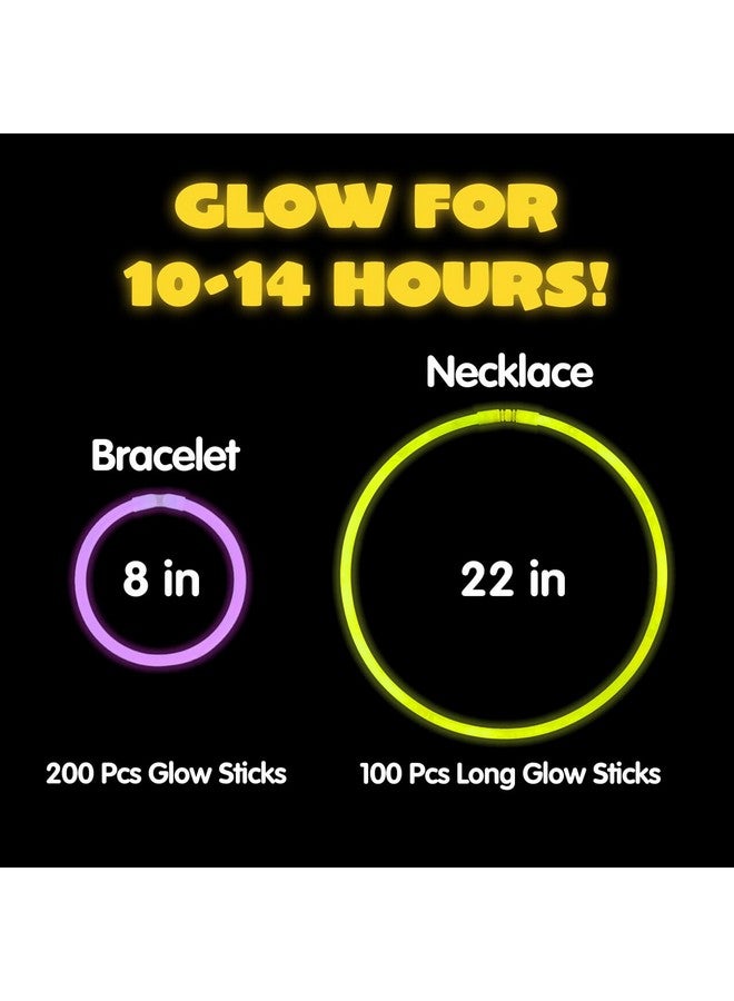 JOYIN 300 Pack Glow Sticks, 100ct 22'' Necklaces and 200 Pcs 8" Glow Sticks Bulk with 300 Pcs Connectors, Bright in The Dark Party Supplies, Neon Light Up, Halloween Party Favors - Image 3