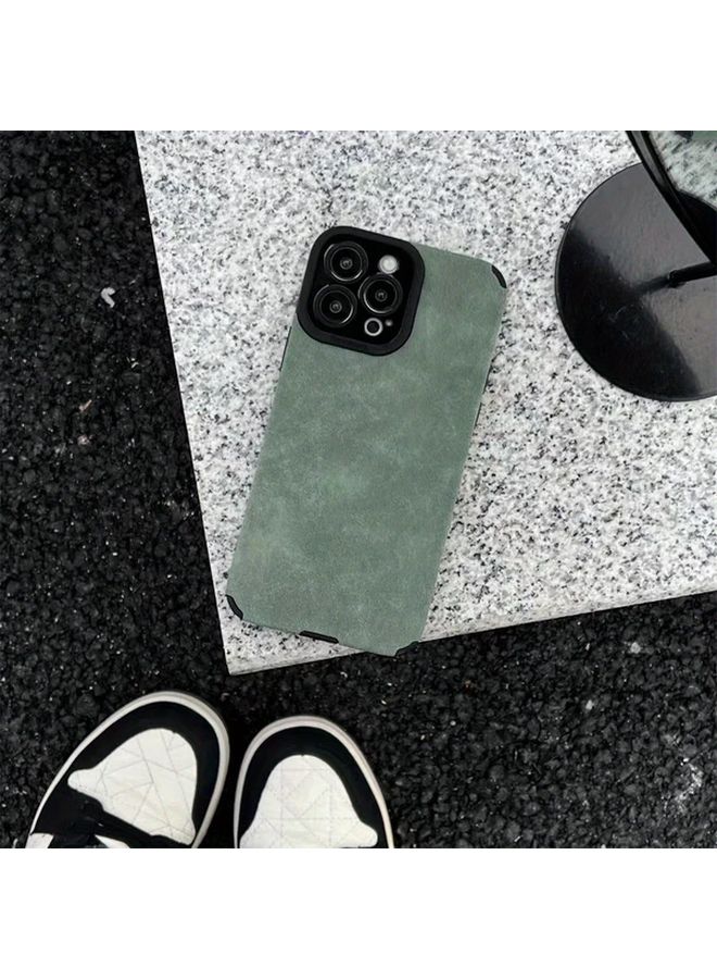 Green PU Leather Matte Finish Phone Case For IPhone 13 Pro Max - Image 1