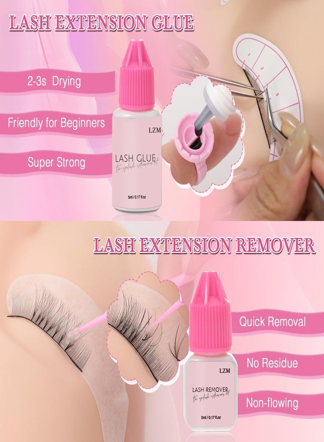 LZM Eyelash Extension Kit for Beginners, Lash Extension Supplies Tech Starter Kit with Everything Lash Mannequin Head, Individual Lashes, Lash Fan, Glue, Remover, Tweezers for Practice - Image 5