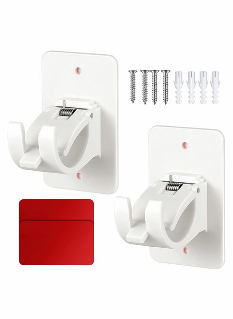 No Drill Curtain Rod Holders Adhesive Bracket Easy Installation with Sticky Strips for Home Decoration