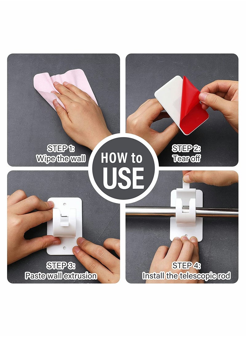Generic - No Drill Curtain Rod Holders Adhesive Bracket Easy Installation with Sticky Strips for Home Decoration - Image 1