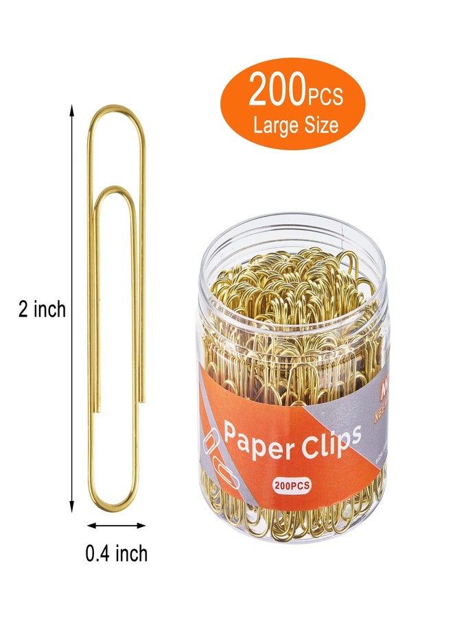 NEEWAY Gold Paper Clips, 200 Count Large Size, 2 Inch Jumbo Paperclips, Stylish Gold-Plated Paper Clip - Image 2