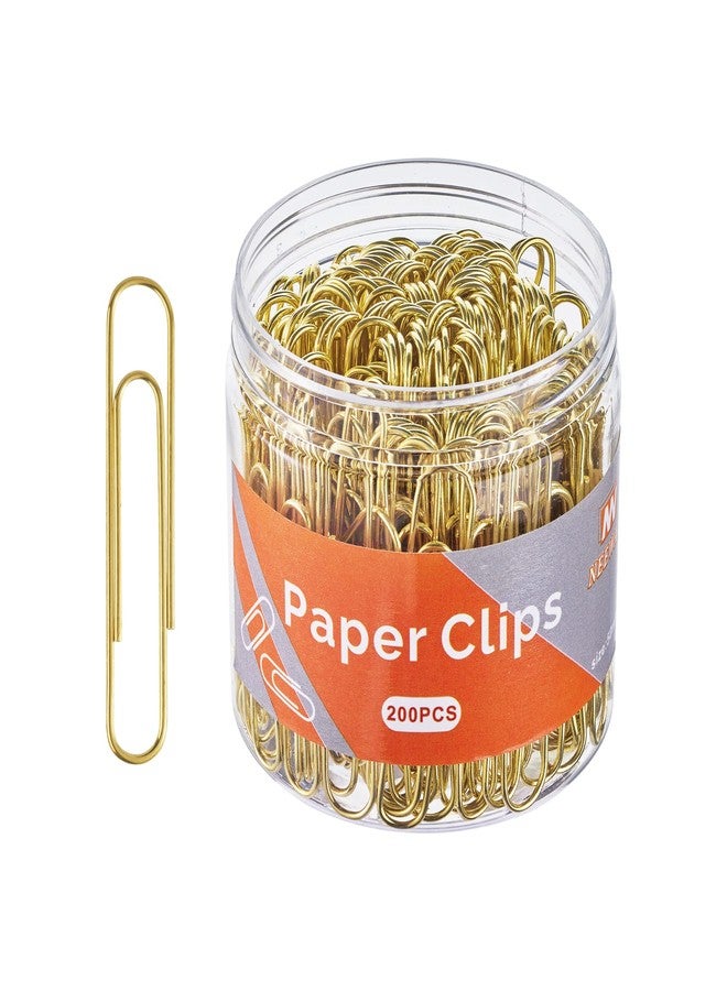 NEEWAY Gold Paper Clips, 200 Count Large Size, 2 Inch Jumbo Paperclips, Stylish Gold-Plated Paper Clip - Image 1