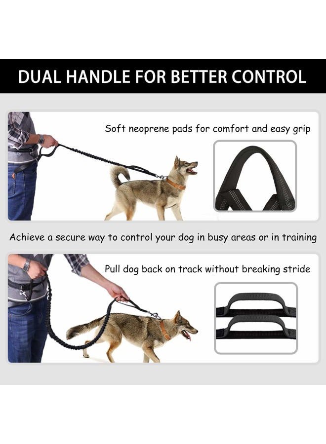 LANNEY Hands Free Dog Leash Bungee Retractable Dog Running Waist Leash for Running Walking Jogging Training Hiking with Medium to Large Dogs, Adjustable Waist Belt Pouchouch, Reflective Sches, Dual Handle - Image 5