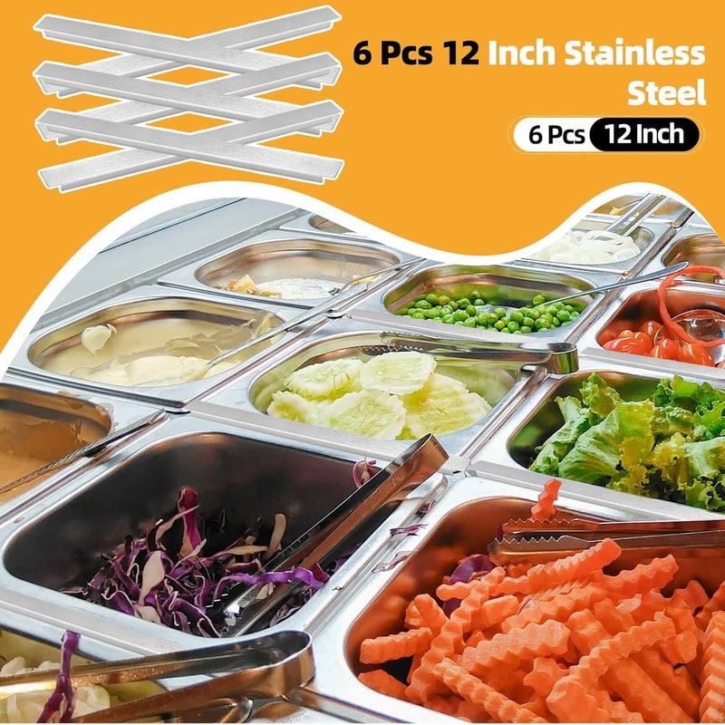 Dapuri 6 Pcs 12 Inch Stainless Steel Divider for Steam Table Pan Adapter Bar Metal Food Divider for Restaurant Kitchen Food Service Accessories - Image 3