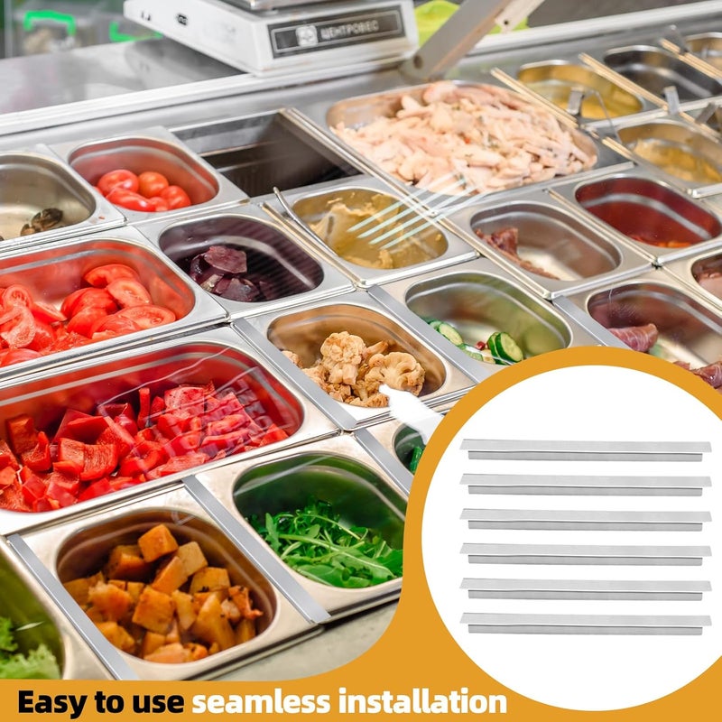 Dapuri 6 Pcs 12 Inch Stainless Steel Divider for Steam Table Pan Adapter Bar Metal Food Divider for Restaurant Kitchen Food Service Accessories - Image 5
