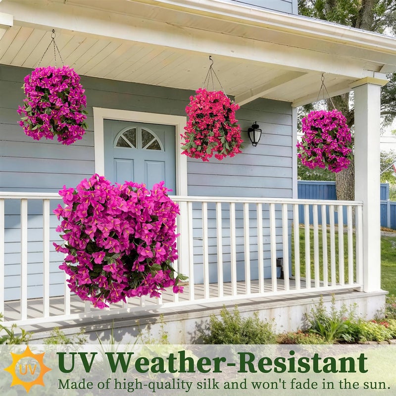 ColoPlay Artificial Bougainvillea Hanging Flowers Plants - 2 PCS faux Bougainvillea artificial flowers with Long Trailing Vines for Outdoor Decoration, Perfect for Porch, Garden, Urn Patio Balcony (Red Lotus) - Image 5