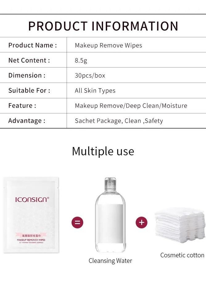 ICONSIGN - Iconsign Plus Size Deep Cleaning Cotton Non Woven Fabric Makeup Remover Pads and Wipes 30 Pieces box - Image 1