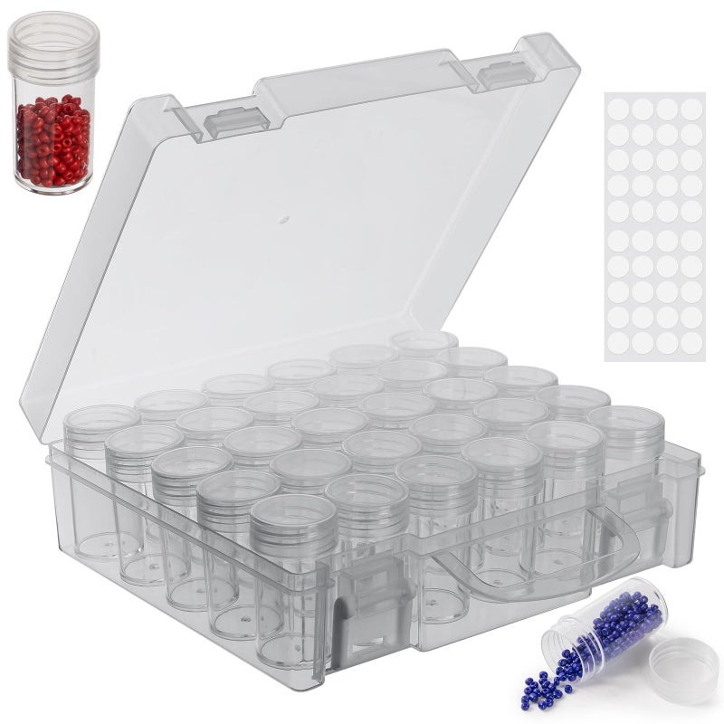 Huaxiangoh 30 Slots Diamond Painting Storage Containers Bead Organizer Diamond Containers Diamond Painting Boxes Diamond Embroidery Box Storage Containers 30 Grids Storage Box for Beads Rhinestones 1 Pack - Image 3
