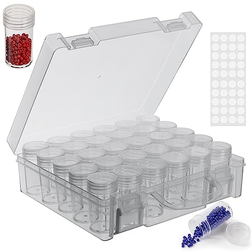 Huaxiangoh 30 Slots Diamond Painting Storage Containers Bead Organizer Diamond Containers Diamond Painting Boxes Diamond Embroidery Box Storage Containers 30 Grids Storage Box for Beads Rhinestones 1 Pack - Image 1