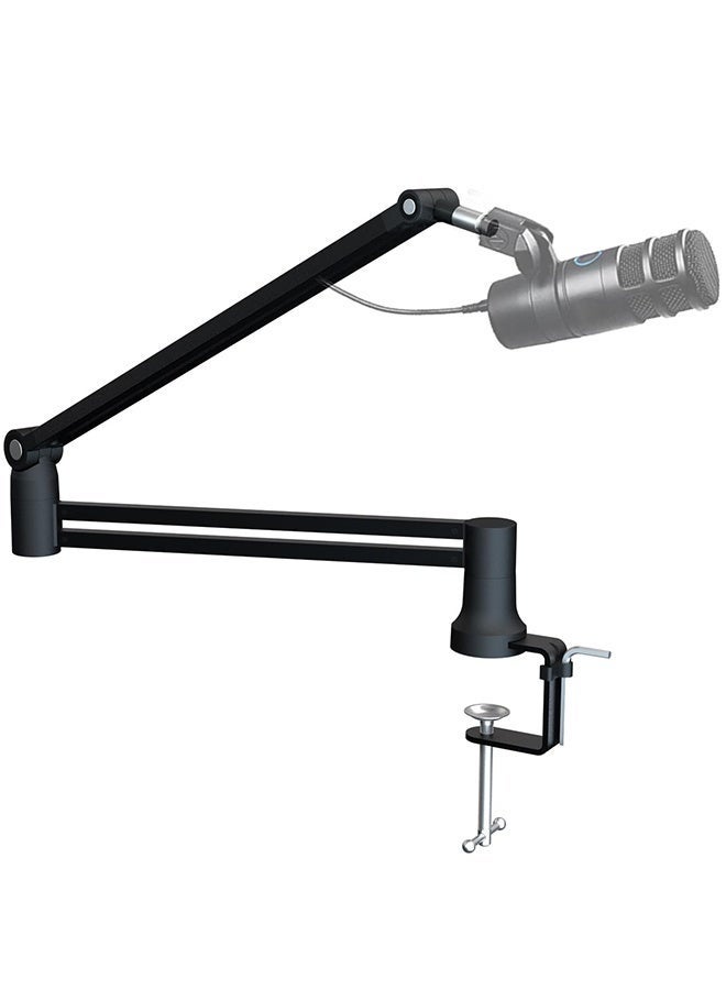 WALALLA Microphone Boom Arm with gimbal phone holder, Low Profile Adjustable Stick Microphone Arm Stand with Desk Mount Clamp, Screw Adapter, Cable Managemen - Image 1