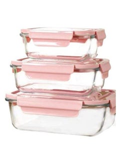 Glass Food Storage Containers with Lids Anti Leak Set of 3 Pieces 410 ml 680 ml  1040 ml