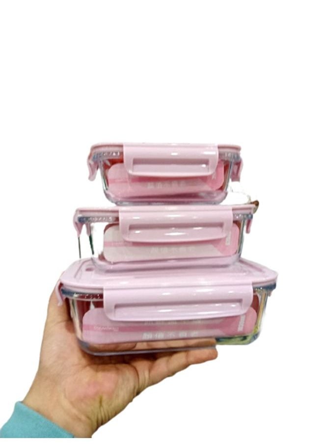 Generic - Glass Food Storage Containers with Lids Anti Leak Set of 3 Pieces 410 ml 680 ml  1040 ml - Image 1