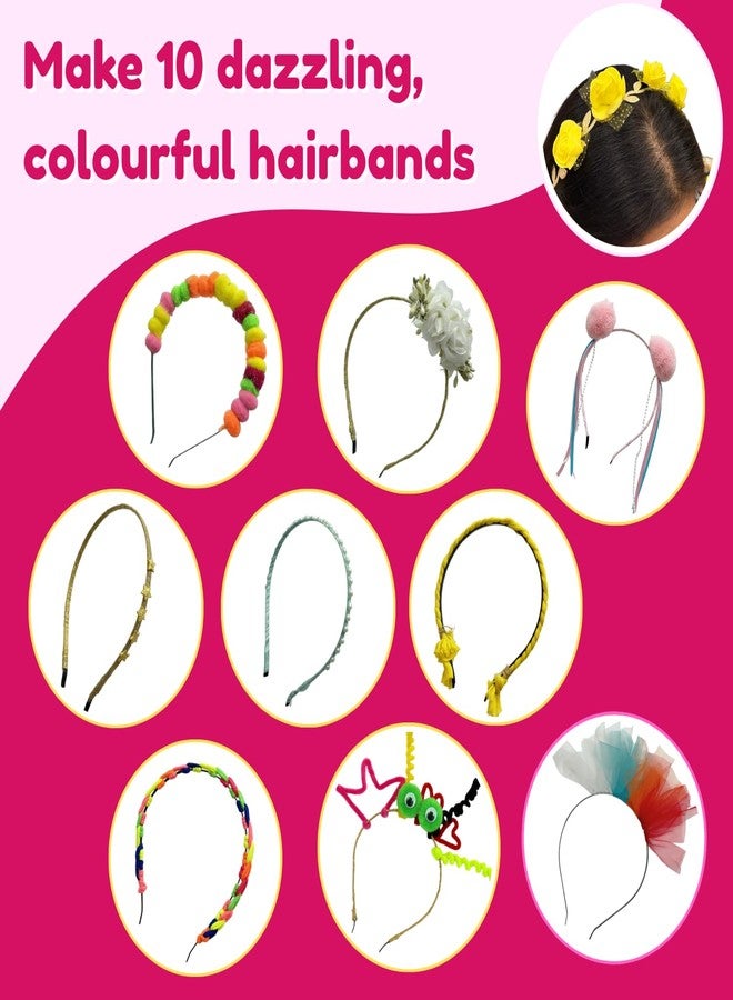 CocoMoco Kids Make Your Own Hairbands DIY Art and Craft Kit for Girls, Make 10 Hair bands Activity Kit, Birthday Return Gifts for Girls Ages 5 to 7 years, 6 to12 years (Pack of 3) - Image 2