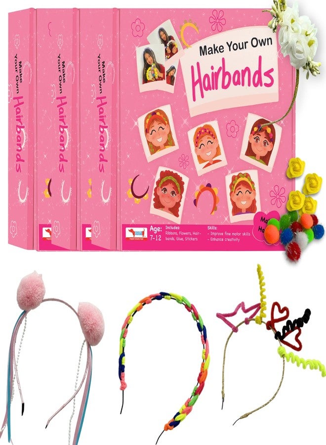 CocoMoco Kids Make Your Own Hairbands DIY Art and Craft Kit for Girls, Make 10 Hair bands Activity Kit, Birthday Return Gifts for Girls Ages 5 to 7 years, 6 to12 years (Pack of 3) - Image 1