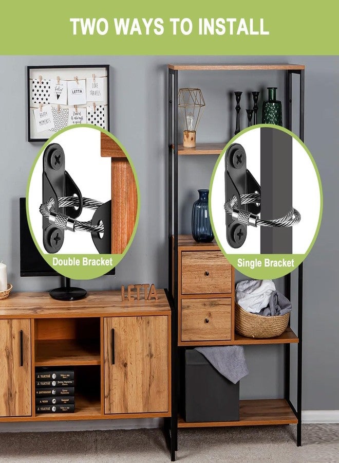 XIGSTA Furniture Straps D-Shape | Furniture Secure Straps for Dresser Cabinet Bookshelf | Anti-Tip Metal Baby Furniture Straps Protecting | Metal Furniture Straps, Anti Tip Furniture Locks_Black - Image 5