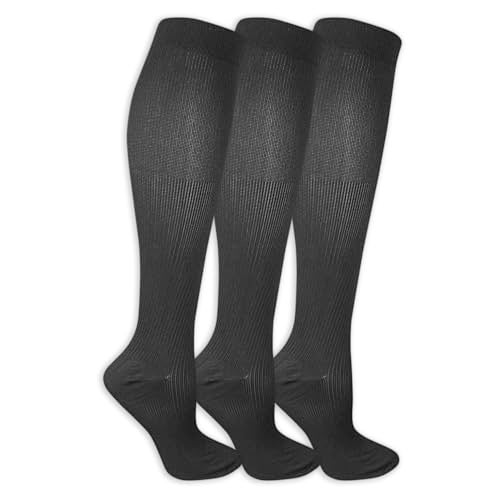 Dr. Scholl's Women Travel Compression Knee High - 3 Pair Packs Energizing Comfort And Fatigue Relief Socks, Black, 8-12 US - Image 1