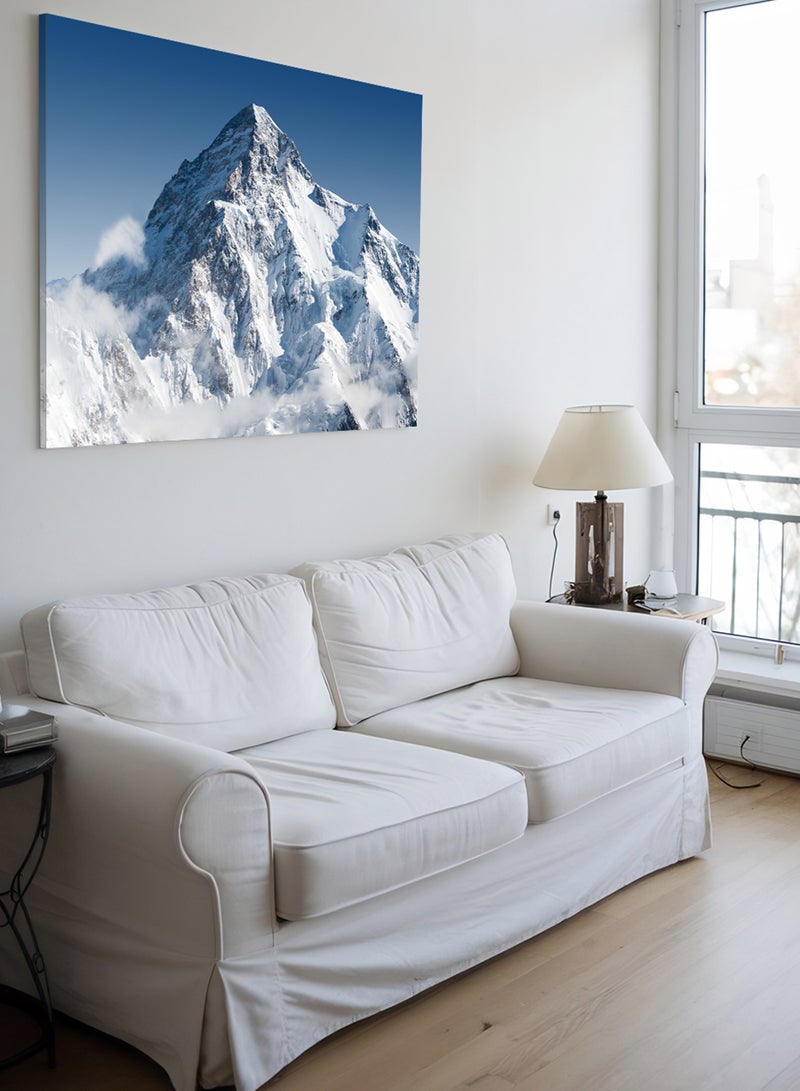 LOWHA Canvas Wall Art Stretched Over Wooden Frame with Scenery of K2 in Pakistan Second Highest Mountain on Earth - Image 1