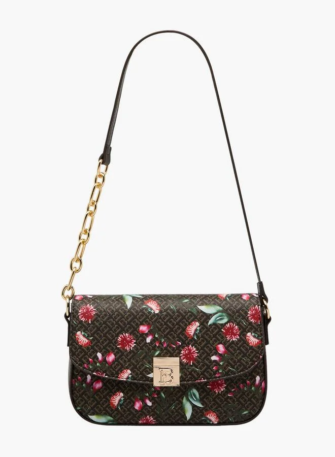 Flora Bella By Shoexpress Flora Bella Monogram Print Shoulder Bag with Magnetic Button Closure