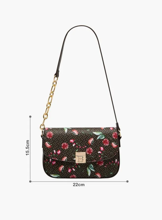 Flora Bella By Shoexpress Flora Bella Monogram Print Shoulder Bag with Magnetic Button Closure