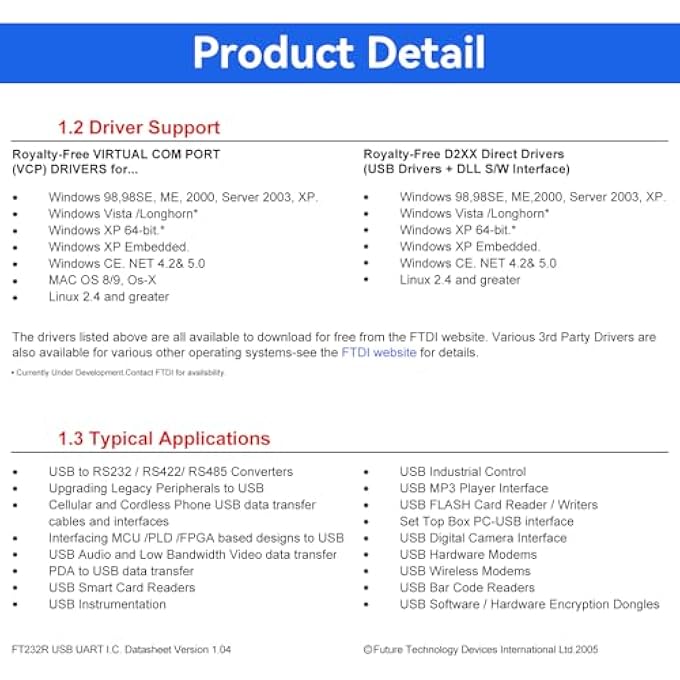 rayihni USB TO TTL SERIAL CONVERTER ADAPTER WITH TYPE-C DATA CABLE, SUPPORT 3.3V 5V FT232RL MODULE FTDI BREAKOUT BOARD FOR ARDUINO - Image 3