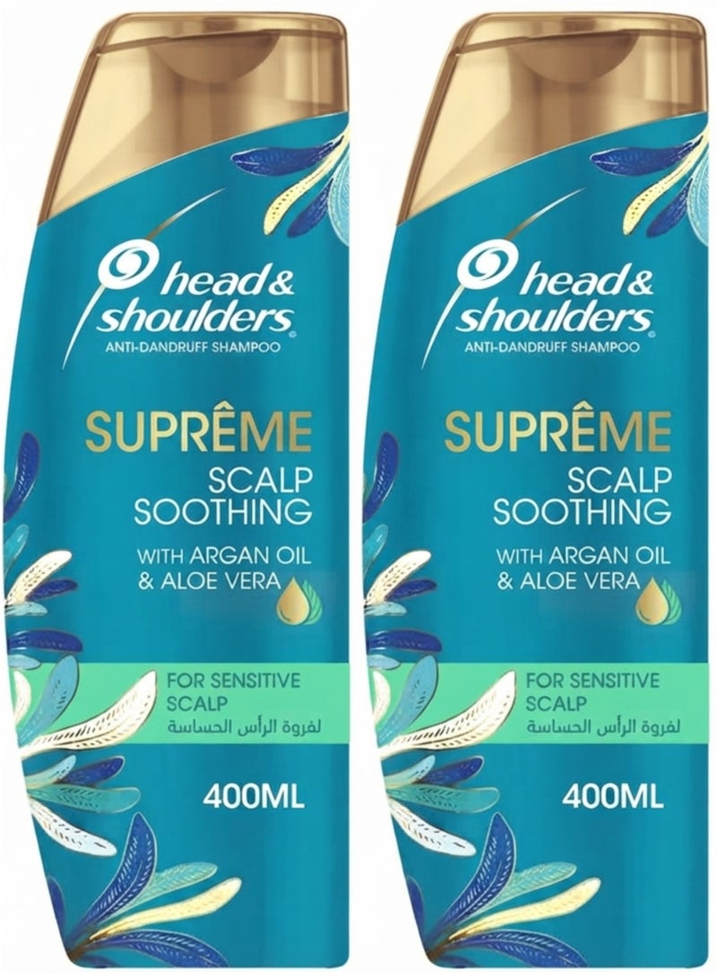 Head & Shoulders Supreme Anti-Dandruff Shampoo With Argan Oil And Aloe Vera For Sensitive Scalp Soothing, 400ml 2PC