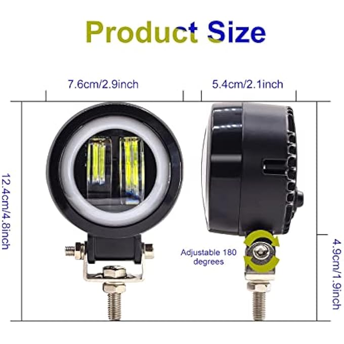 MAKINGTEC Motorcycle Led Driving Fog Lights 3Inch 20W Round Motorcycle Spotlights Fog Lamps Auxiliary Lights 12V 24V For Offroad Suv Atv Motorbike White Include Switch - Image 3