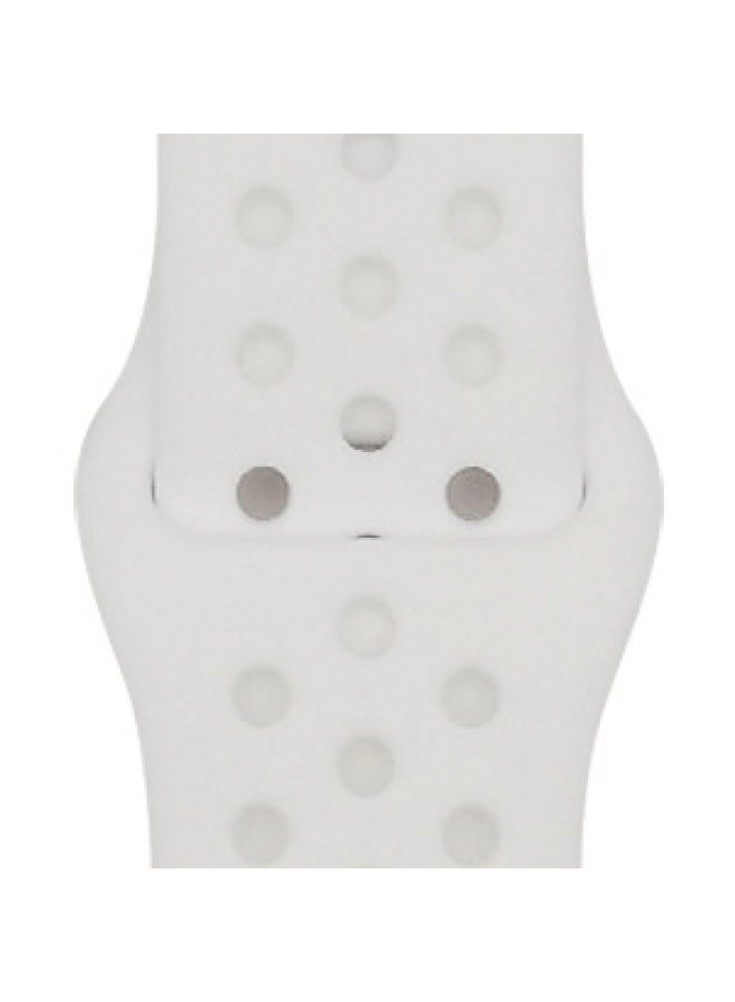 Suitable For Apple Two-color Silicone Nike Strap Nike Hole Apple Iwatch Breathable Sports Watch Strap-Color:55 White + White-Specifications:38/40/41mm-S