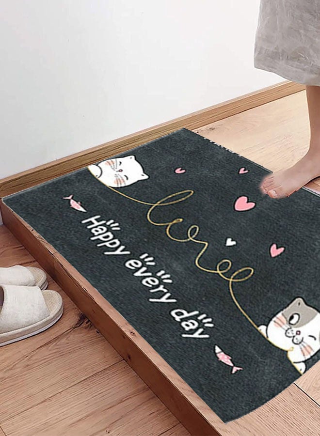Kitchen Rug Waterproof Non-slip Kitchen Floor Mats and Rugs Cat Cartoon Pattern Black 40*60CM  - Image 3