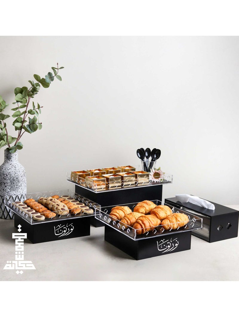 Story Of Candle - Black color buffet tables package It comes with an Arabic phrase - Image 1