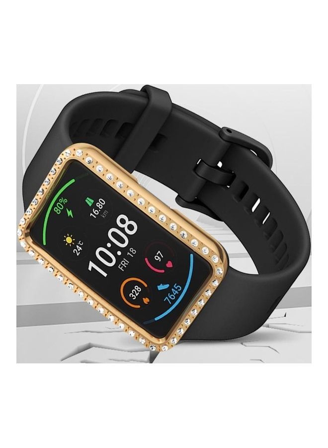 NIBEMINENT Single Row Diamond PC Protective Case Cover For Huawei Watch Fit Rose Gold - Image 5