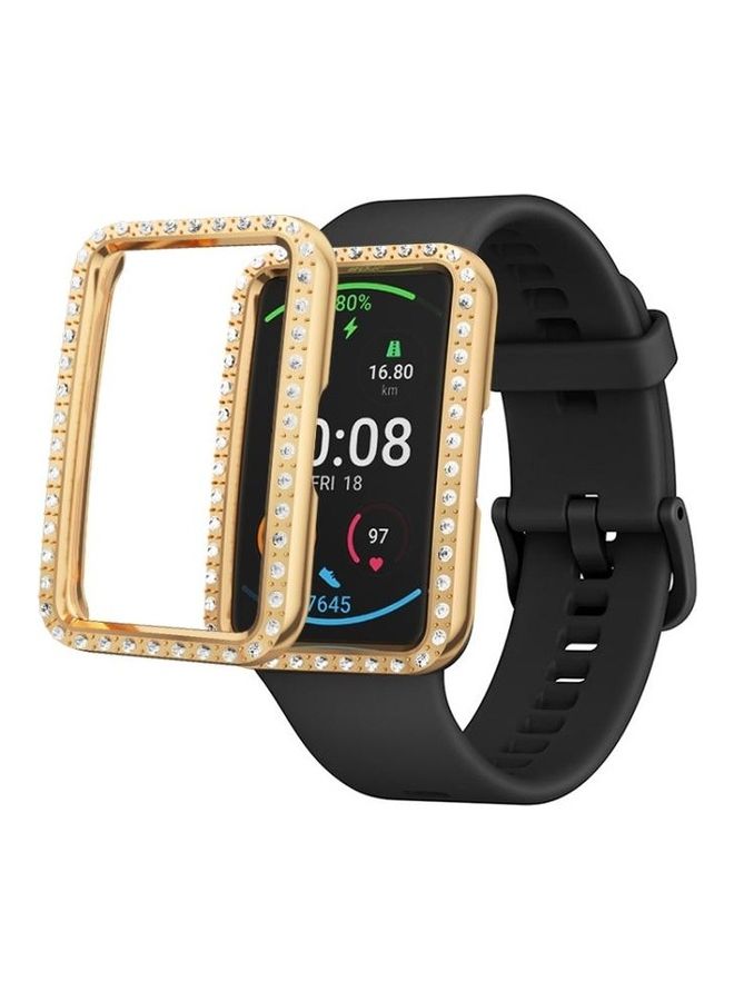 NIBEMINENT Single Row Diamond PC Protective Case Cover For Huawei Watch Fit Rose Gold - Image 4