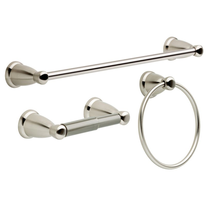 Franklin Brass Kinla 3Piece Bathroom Set Satin Nickel 24 Towel Bar Rack Toilet Paper Holder Ring 3Piece Hardware KIN3PCSN