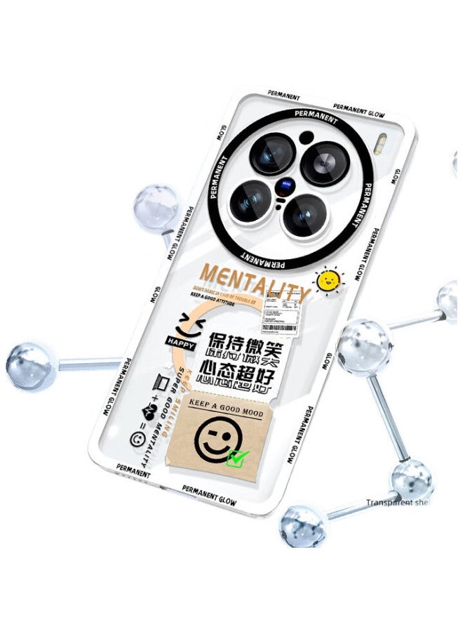 Xp Compatible With Vivo X200 Pro Phone Case, Full Lens Protection, Vivo X200 Pro Transparent Soft Case, Heat Dissipation Silicone Cartoon Design For Men And Women, Shockproof, Premium Feel - Blue Frame, No Outburst - Image 1