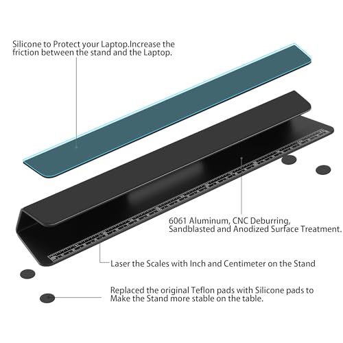Psitek Portable Laptop Wedge Airflow Cooling Stand, Aluminium Laptops Feet Legs Improved Ergonomics, Stability, and Versatility - Compatible with MacBook and All Laptop, with Ruler - Image 5