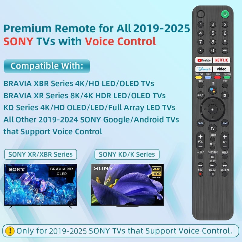 Nettech Replacement for Sony TV Remote, for All 2019-2025 Sony Remote Control for Bravia Smart TV with Voice Control. for Bravia XR/XBR/KD/K Series Google/Android TVs. 1-Year Warranty. - Image 5