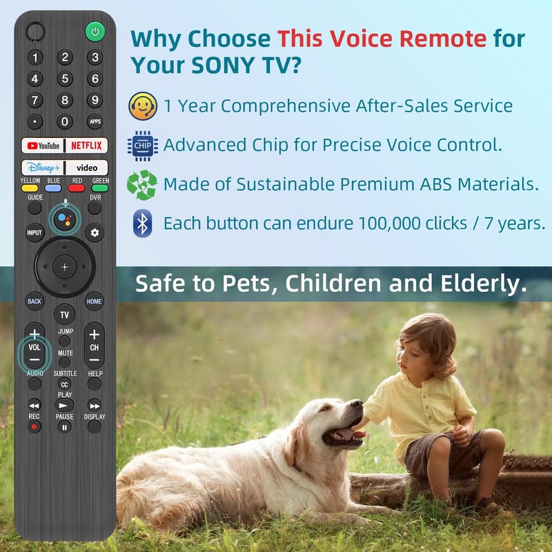 Nettech Replacement for Sony TV Remote, for All 2019-2025 Sony Remote Control for Bravia Smart TV with Voice Control. for Bravia XR/XBR/KD/K Series Google/Android TVs. 1-Year Warranty. - Image 3