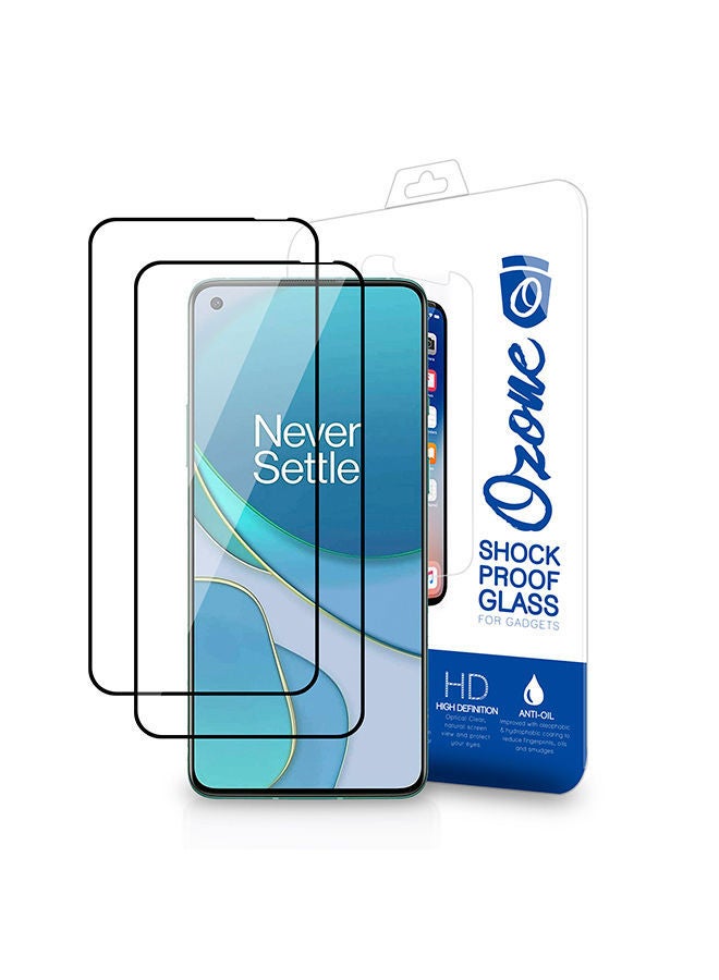 NIBEMINENT Pack of 2 Tempered Glass Screen Protector For OnePlus 9 Black - Image 1
