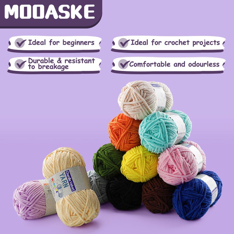 Mooaske 2 Pac Chenille Yarn for Crocheting - Blanket Yarn for Crocheting - Fluffy Yarn for Crochet, Baby Yarn for Crocheting Soft Blankets Weight Per Roll 50g/1.76oz, Length 60m/65yard (Violet) - Image 2